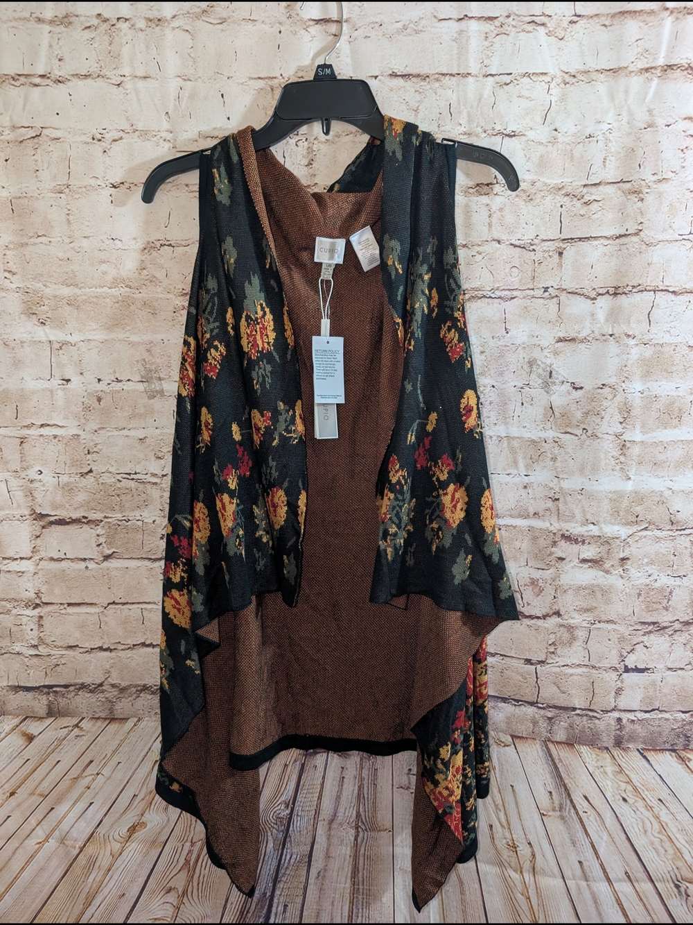 ~Cupio Sweater Vest Fall Floral Large NewNice coverup